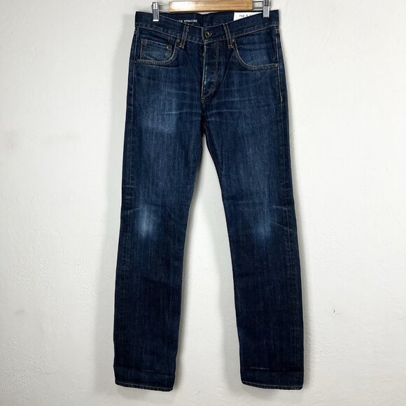 Rag & Bone RB 15X Mens 32x32 Button Fly Jeans Slim Straight Blue Resin Dark Wash